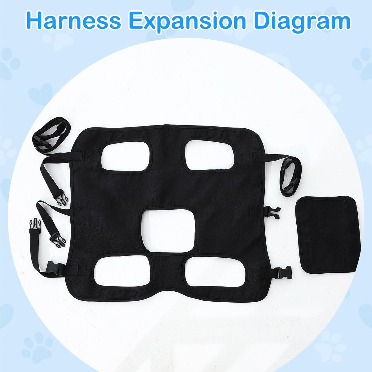 Dog Carry Sling Emergency Backpack Pet Legs Support and Rehabilitation Dog Lift Harness Adjustable Lifting Straps Carrier for Senior Dogs Joint Injuries, Arthritis, Hiking, Skiing, Black(XL)