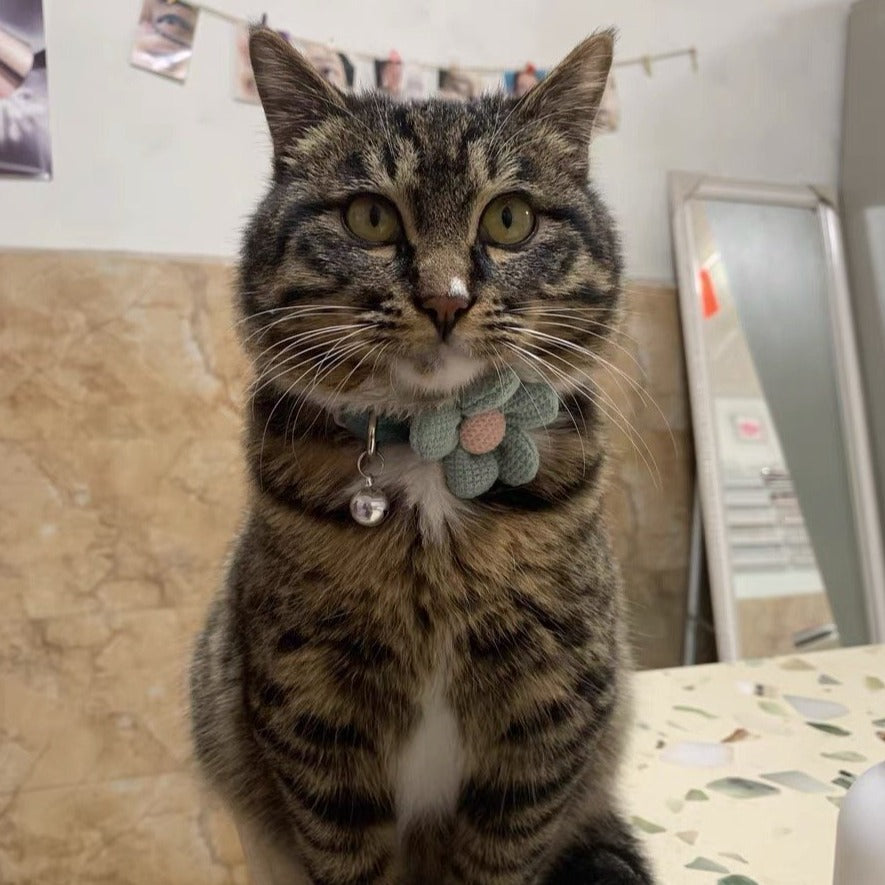 Flower Pattern Bell Dog Cat Collar